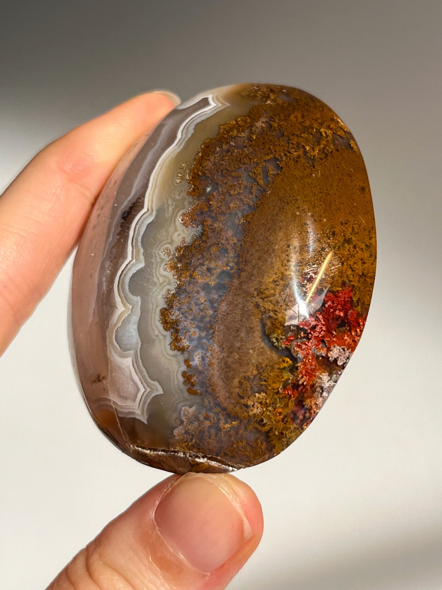 Nebula Agate w/Scenic Moss Palmstone #2 (Perfectly Imperfect)