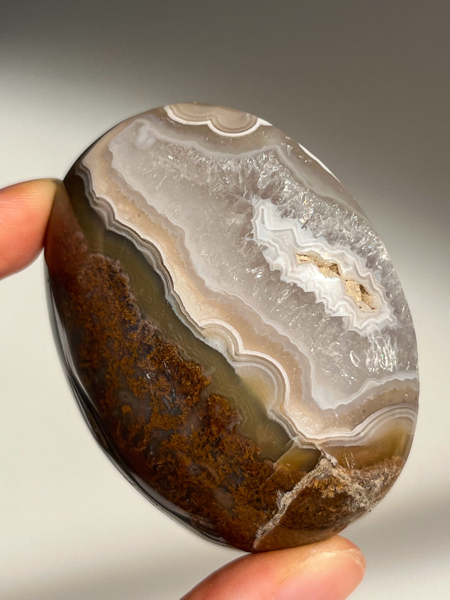 Nebula Agate w/Scenic Moss Palmstone #2 (Perfectly Imperfect)