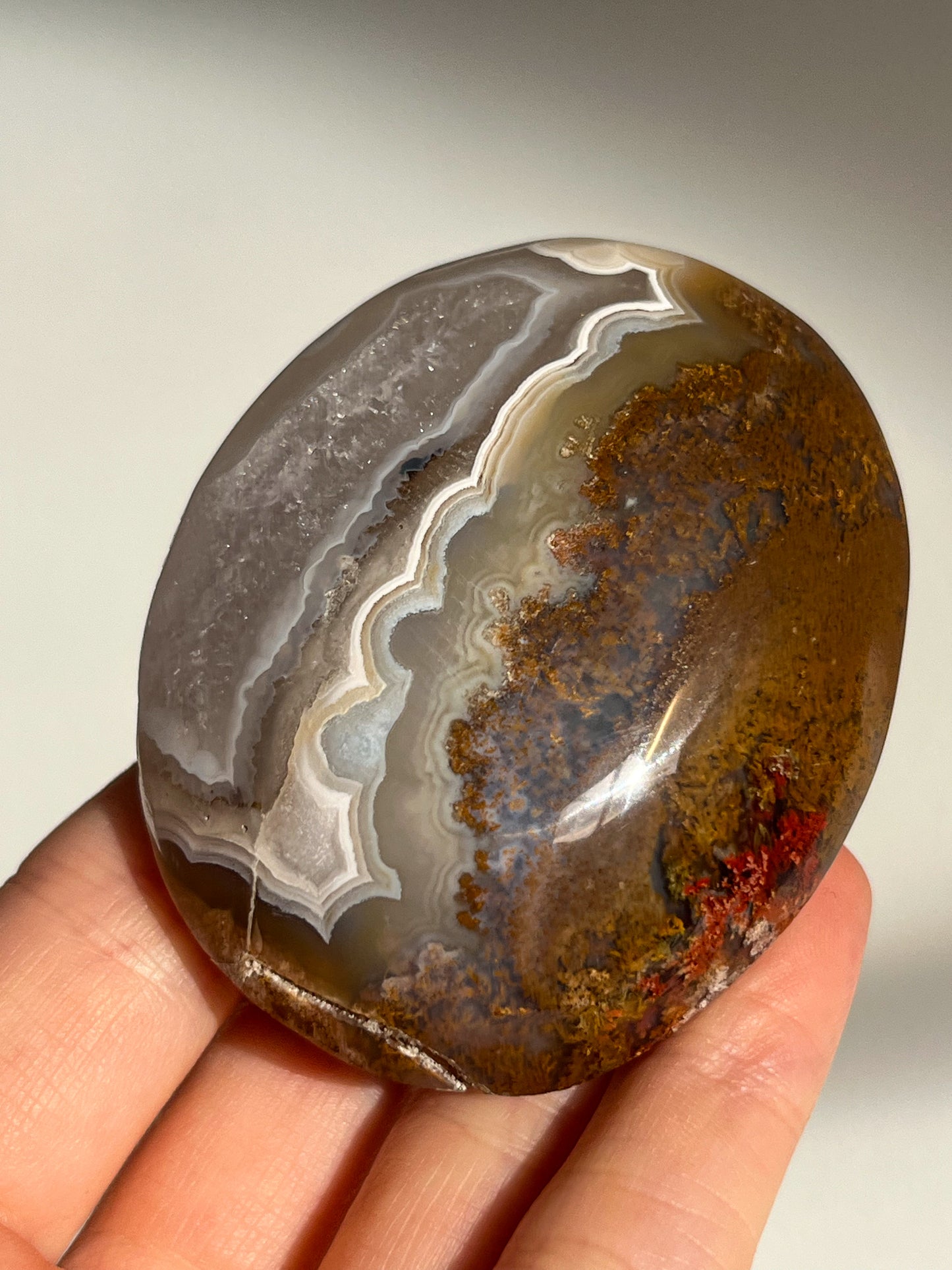 Nebula Agate w/Scenic Moss Palmstone #2 (Perfectly Imperfect)