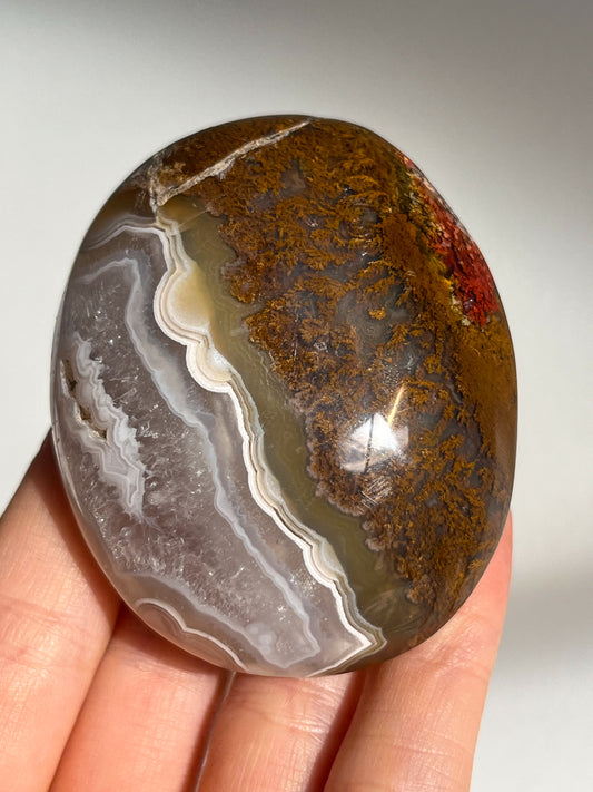 Nebula Agate w/Scenic Moss Palmstone #2 (Perfectly Imperfect)