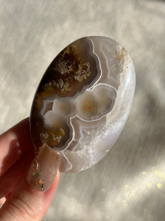 Nebula Agate and Scenic Moss Palmstone A