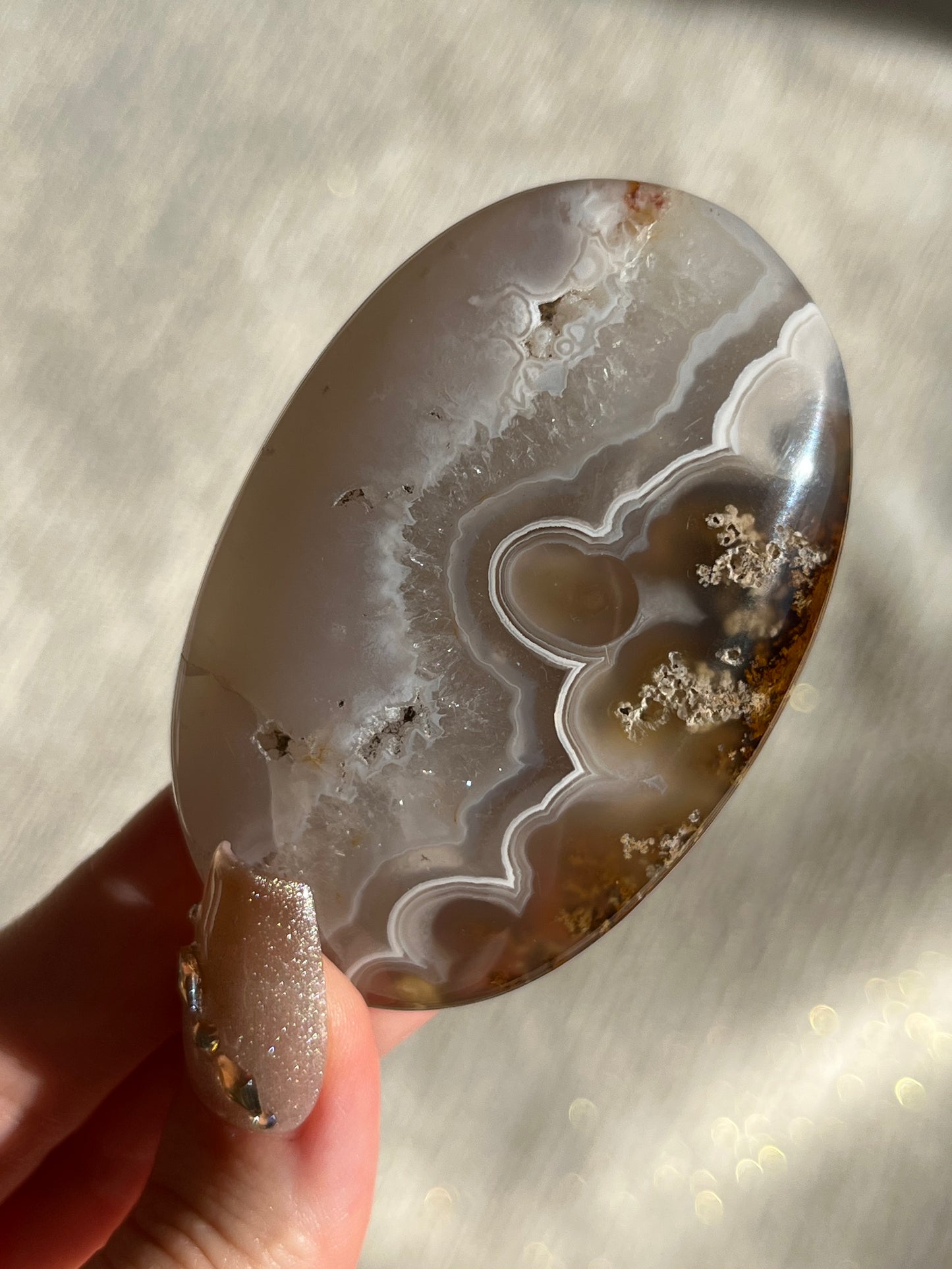 Nebula Agate and Scenic Moss Palmstone A