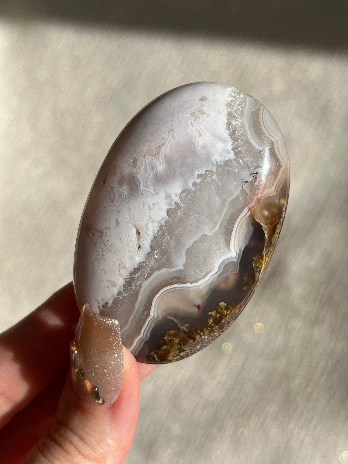 Nebula Agate and Scenic Moss Palmstone with Dendritic Inclusions C