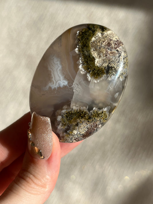 Nebula Agate and Scenic Moss Palmstone D