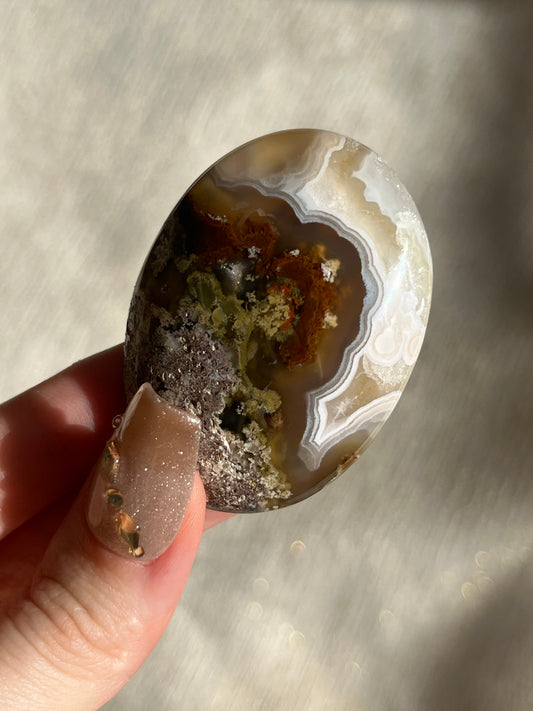 Nebula Agate and Scenic Moss Palmstone E