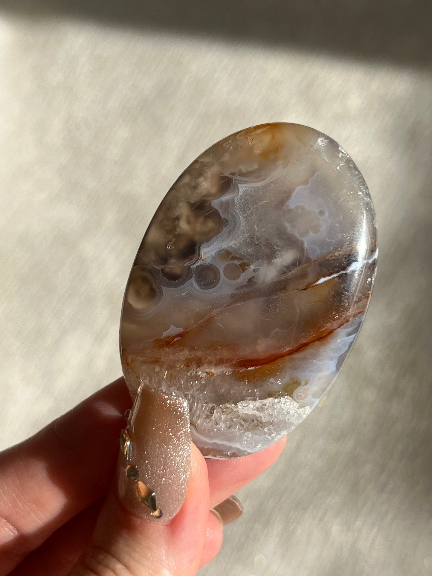 Orbicular Nebula Agate and Scenic Moss Palmstone with Dendritic Inclusions F