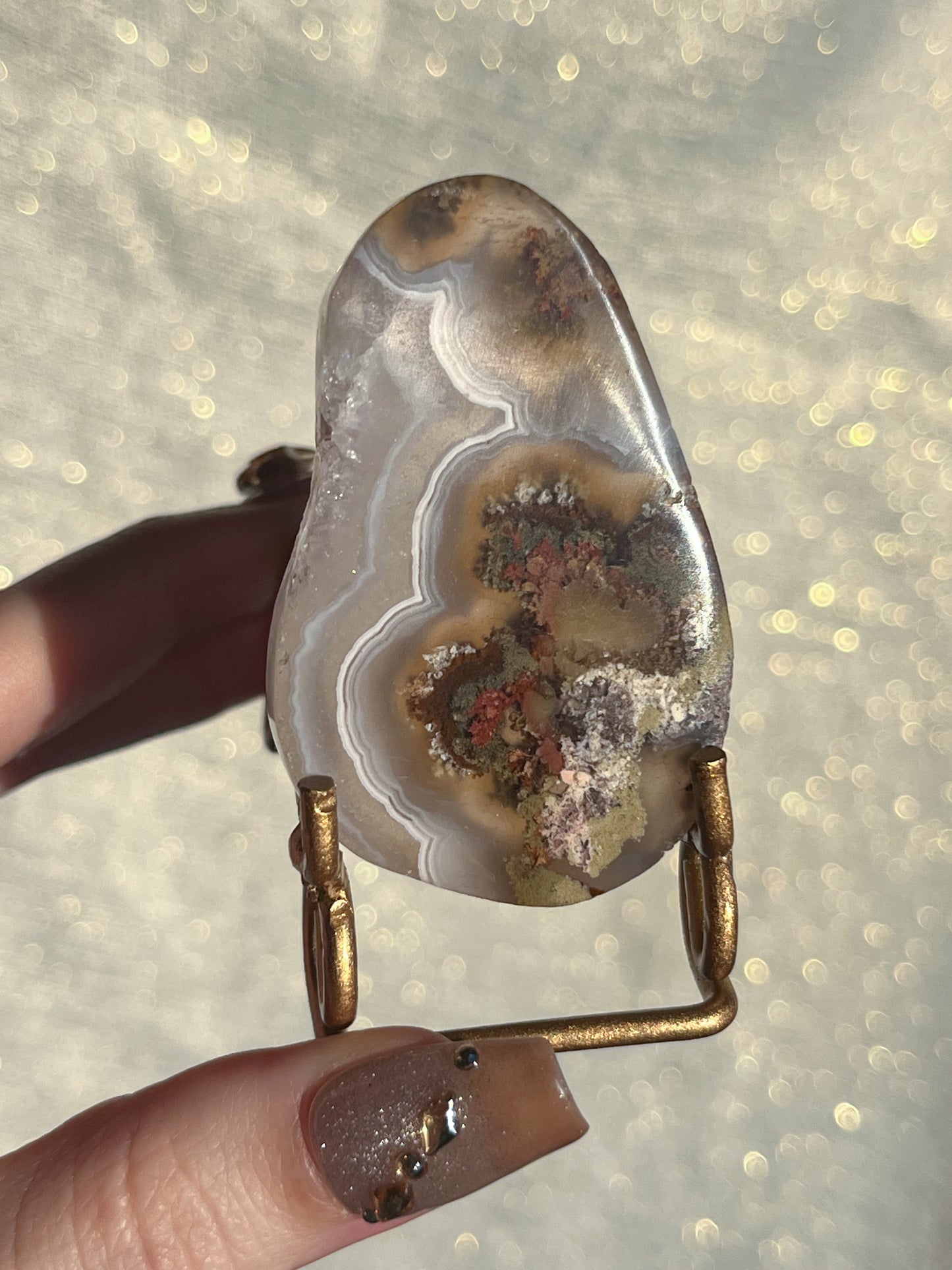 Nebula Agate Tile With Gold Stand #3