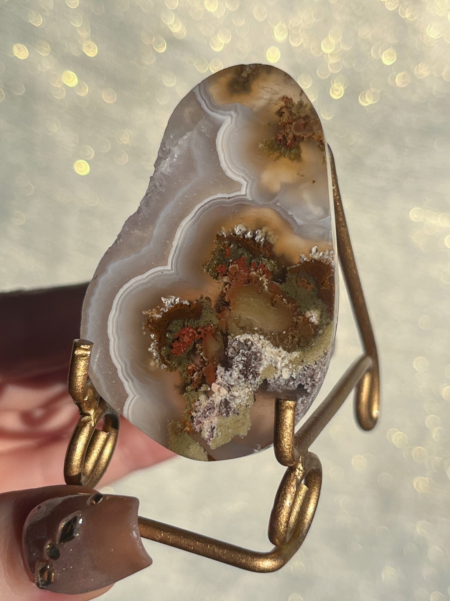 Nebula Agate Tile With Gold Stand #3