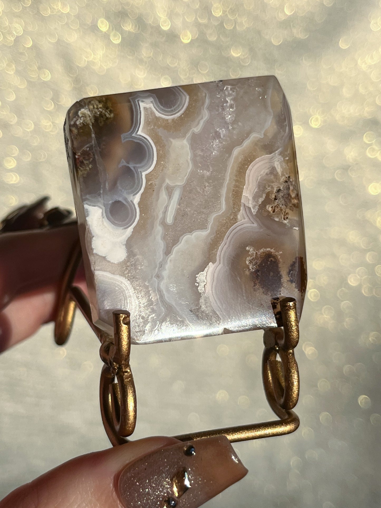 Nebula Agate Tile With Gold Stand #6