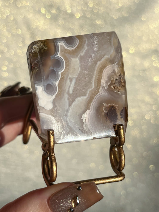 Nebula Agate Tile With Gold Stand #6