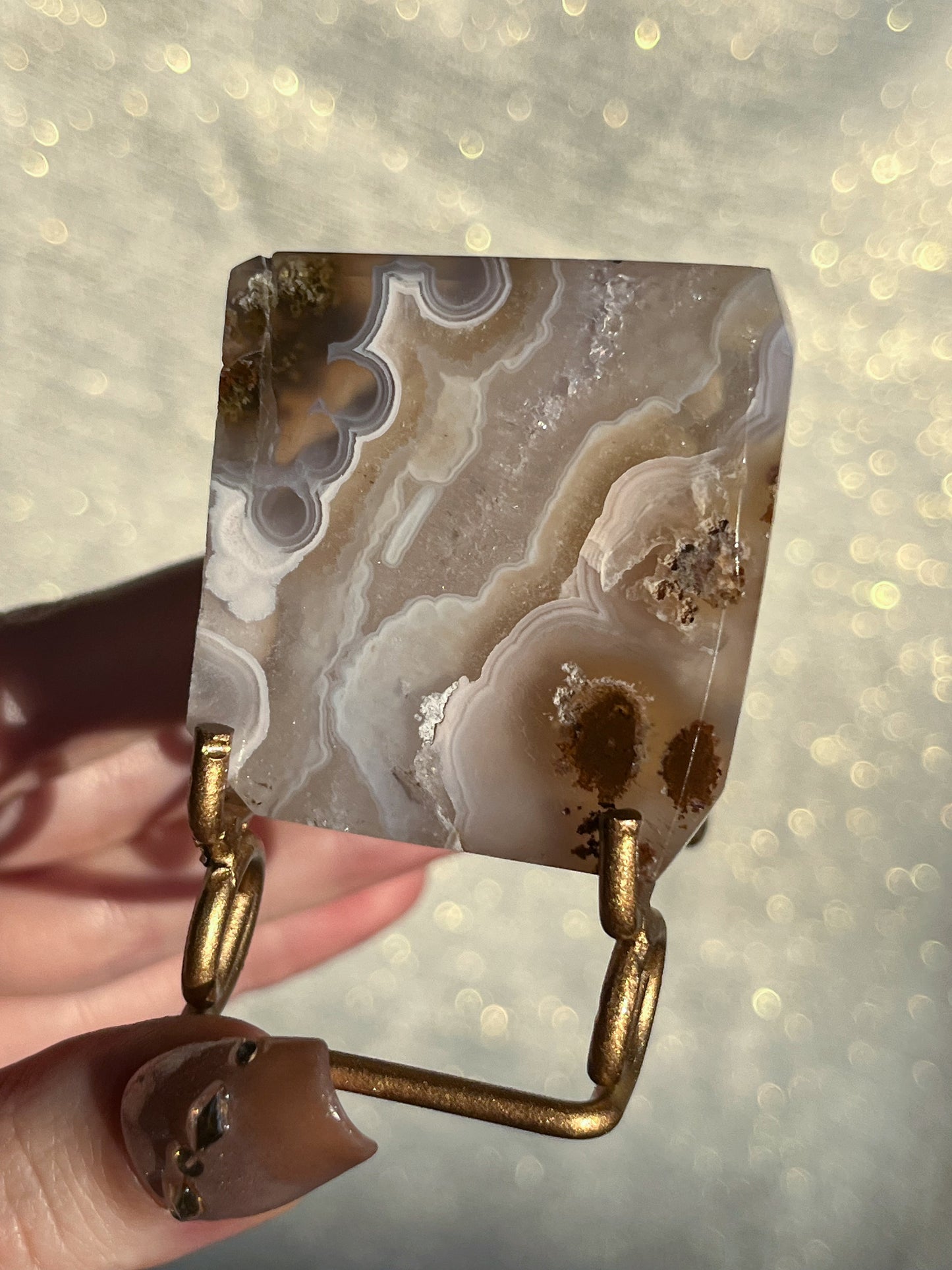 Nebula Agate Tile With Gold Stand #6