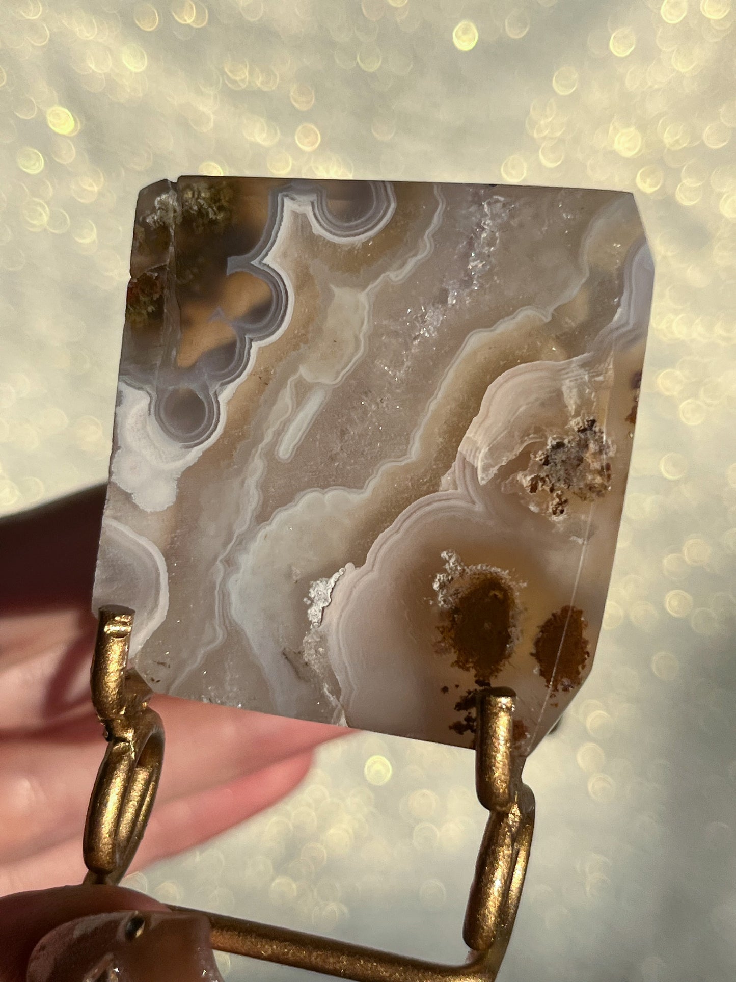 Nebula Agate Tile With Gold Stand #6