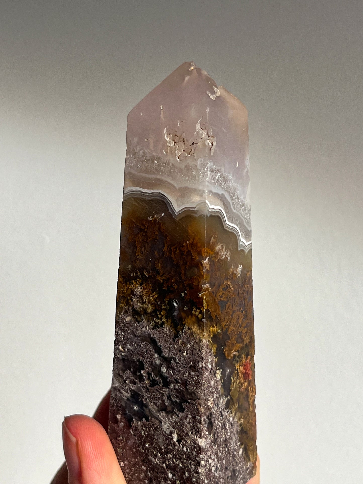 Nebula Agate w/Scenic Multicoloured Moss Tower