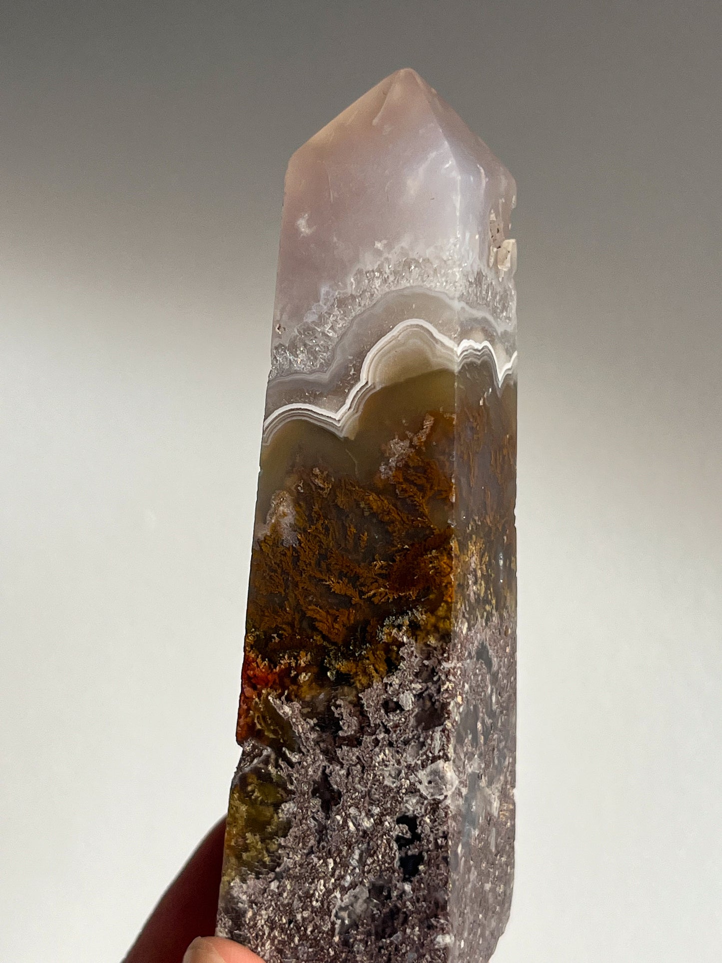 Nebula Agate w/Scenic Multicoloured Moss Tower