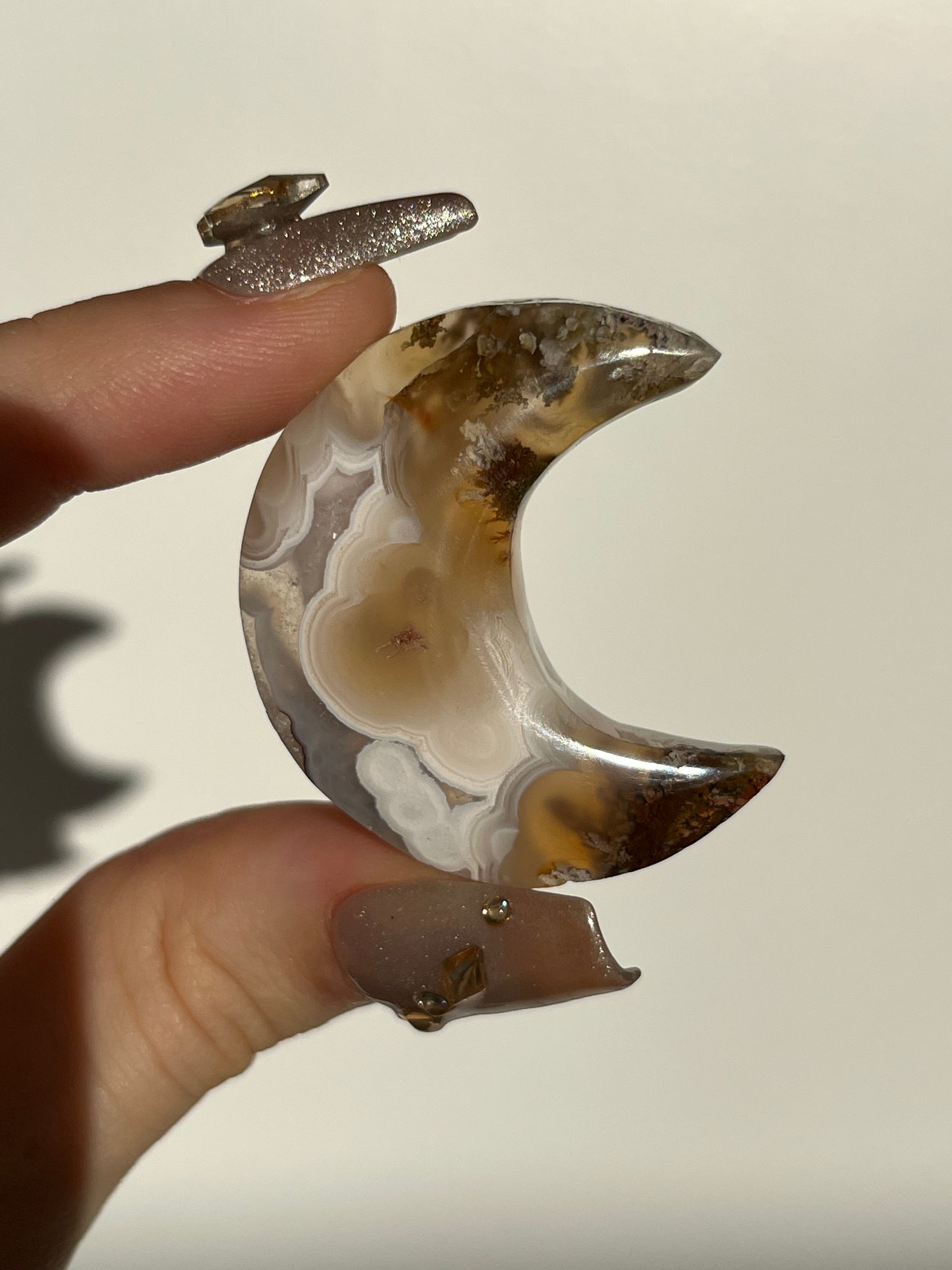 Nebula Agate Moon Carving (You Choose)