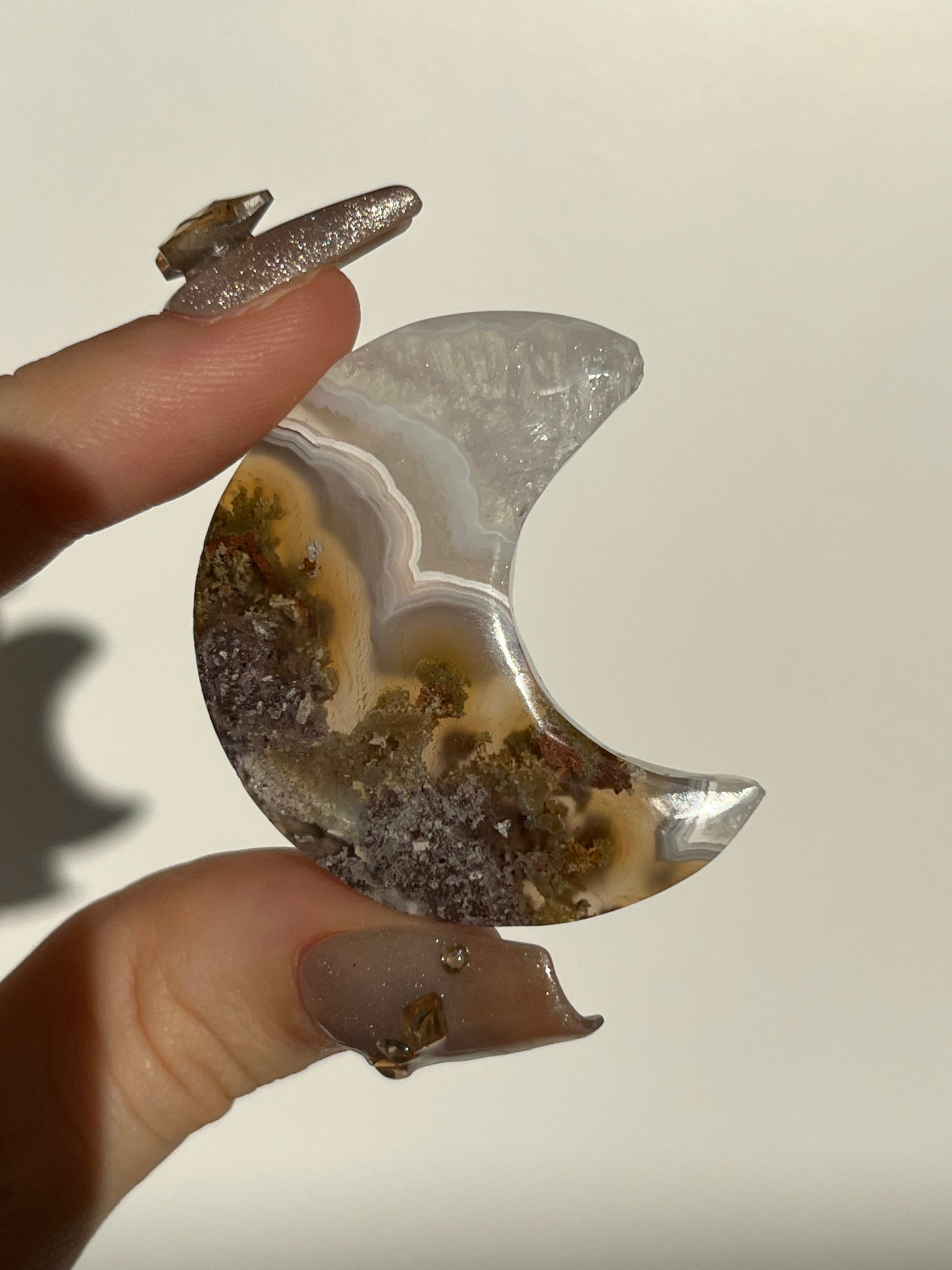 Nebula Agate Moon Carving (You Choose)