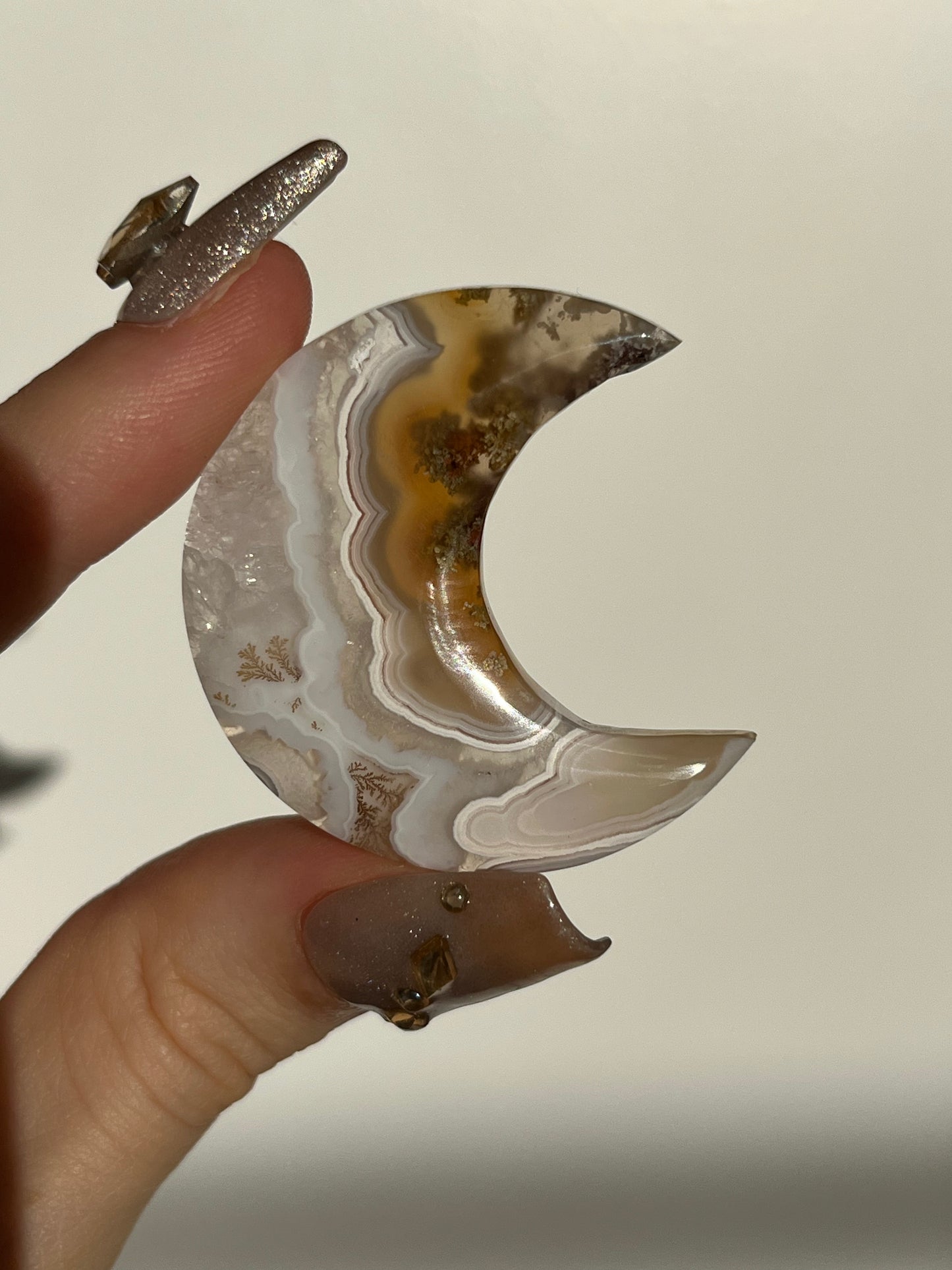 Nebula Agate Moon Carving (You Choose)