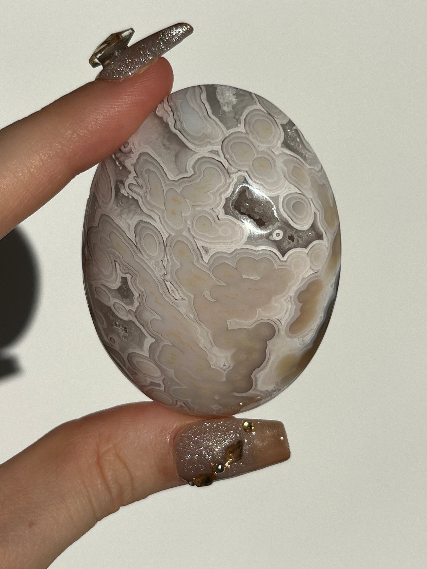 Orbicular Nebula Agate & Scenic Moss Palmstone A