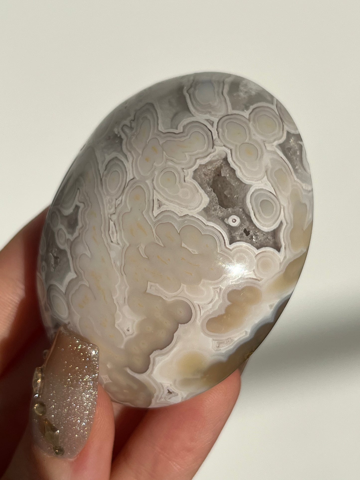 Orbicular Nebula Agate & Scenic Moss Palmstone A