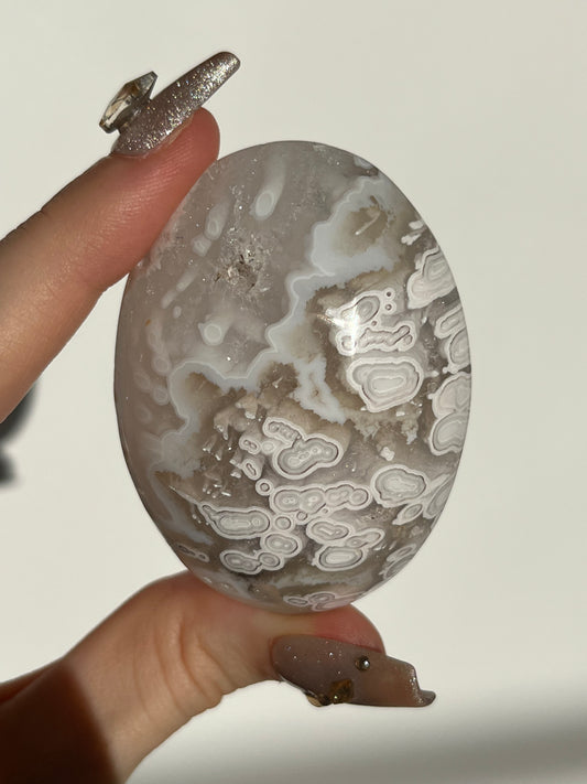 Orbicular Nebula Agate & Scenic Moss Palmstone B