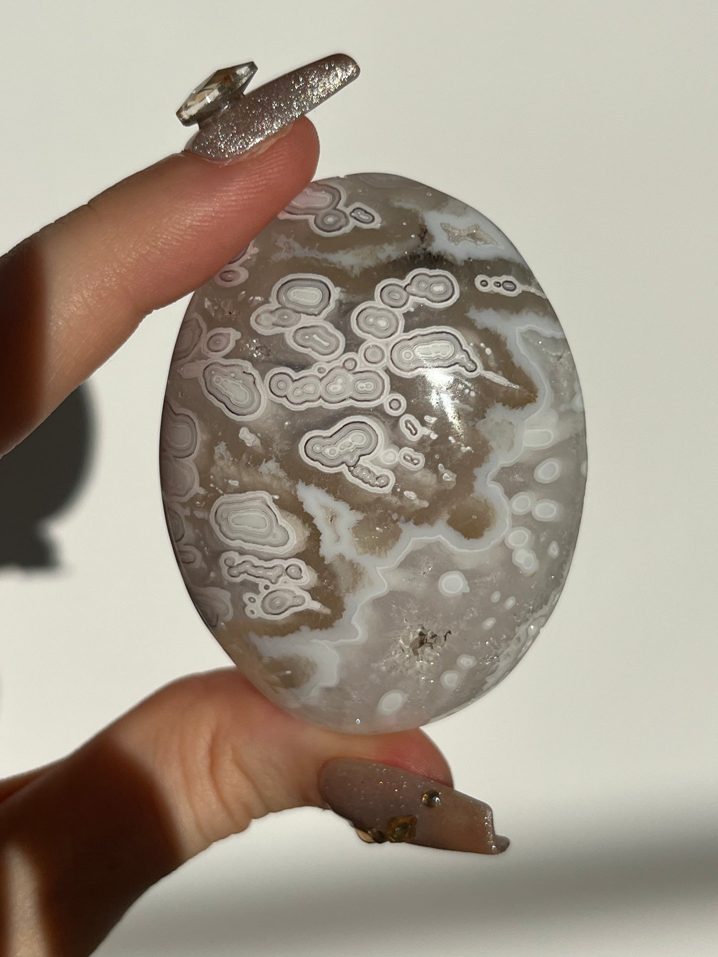 Orbicular Nebula Agate & Scenic Moss Palmstone B