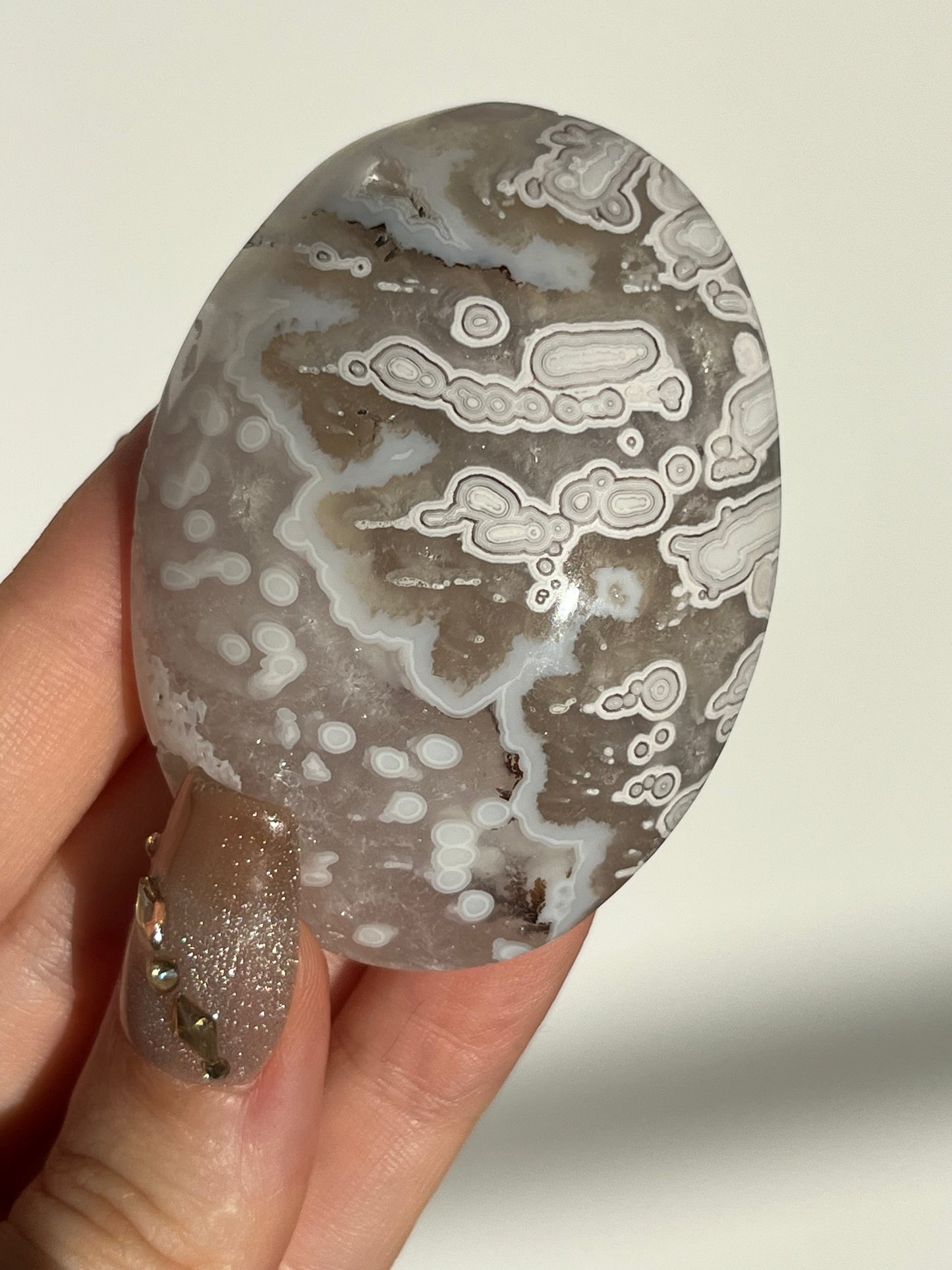 Orbicular Nebula Agate & Scenic Moss Palmstone B