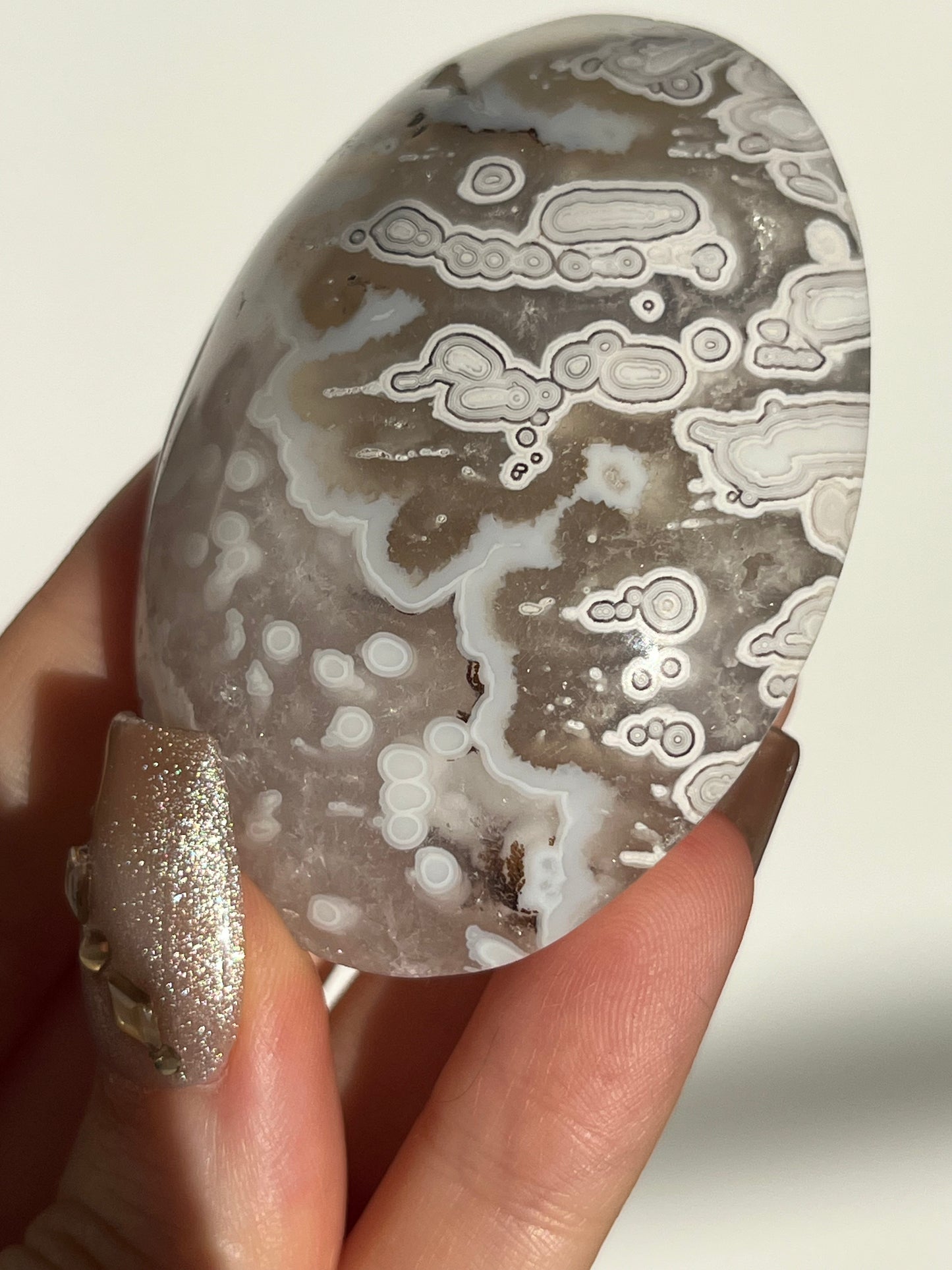 Orbicular Nebula Agate & Scenic Moss Palmstone B