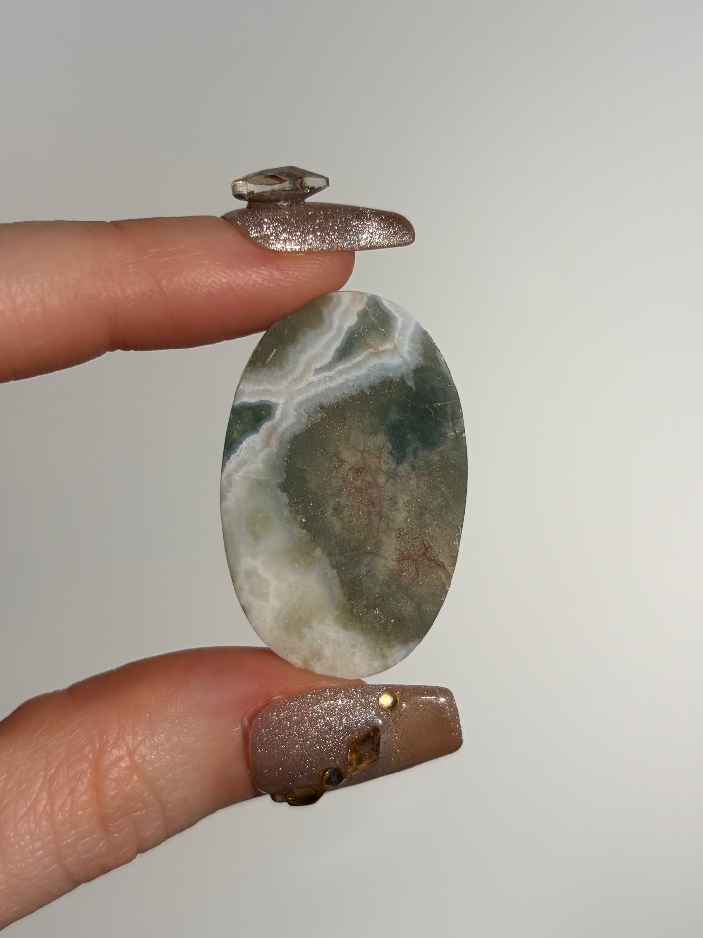 Green Orbicular Jasper Oval Cabochon A