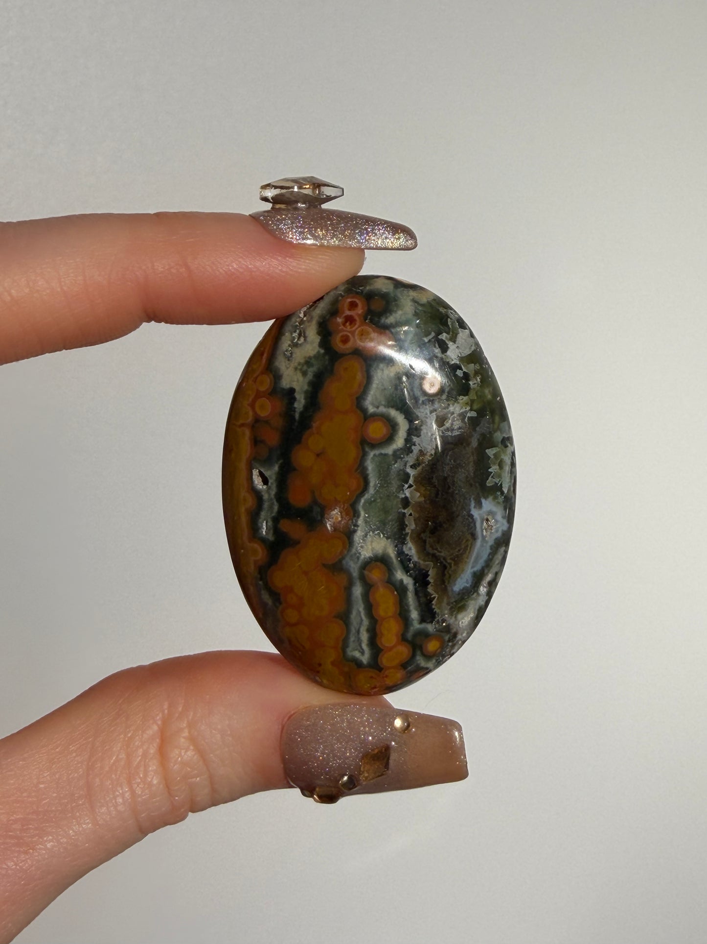 Orange Orbicular Jasper Palmstone A