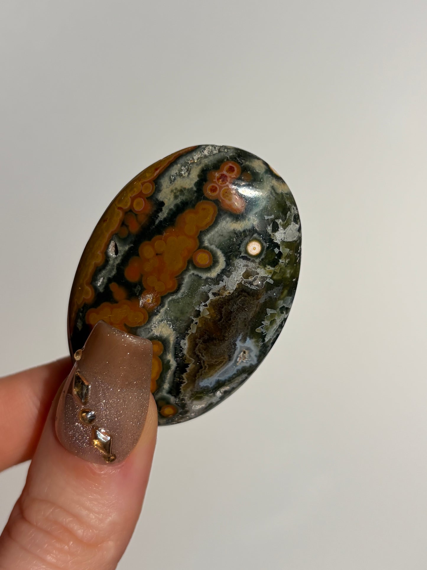 Orange Orbicular Jasper Palmstone A