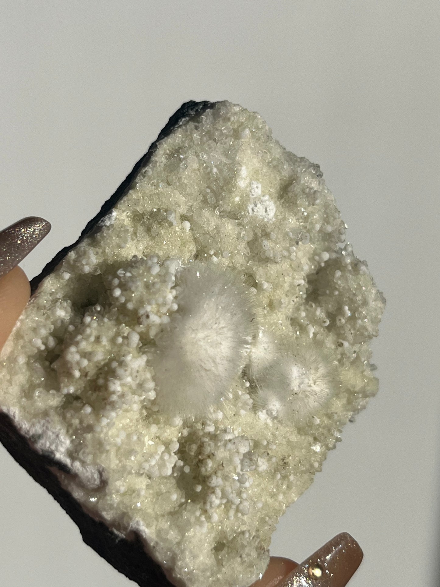 Okenite with Gyrolite on Basalt Specimen B