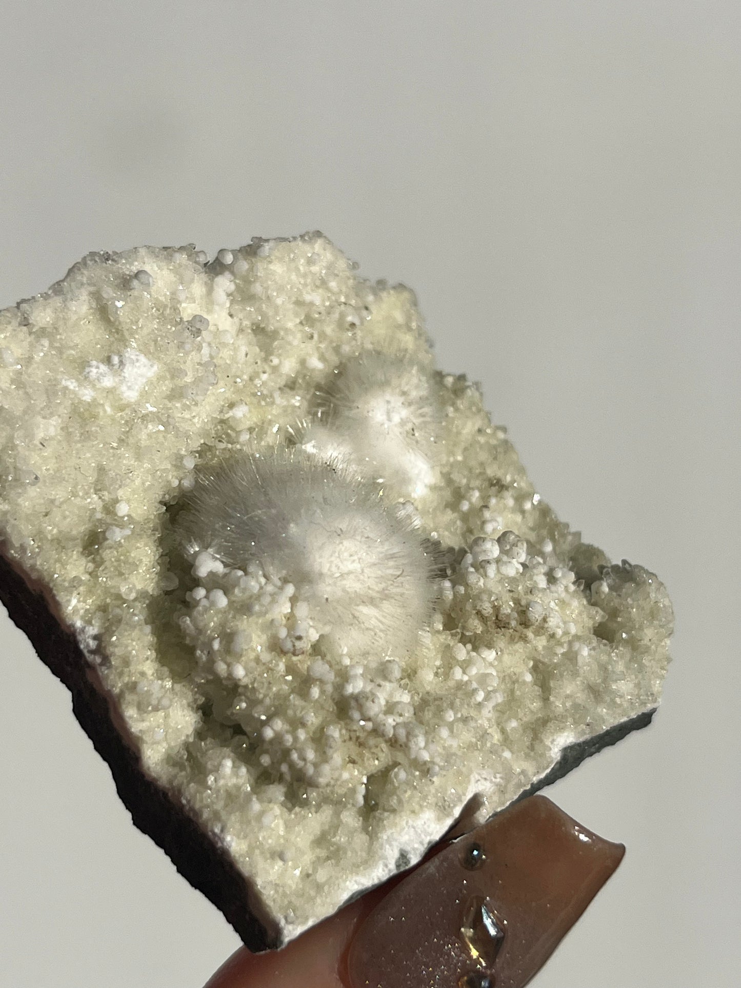 Okenite with Gyrolite on Basalt Specimen B