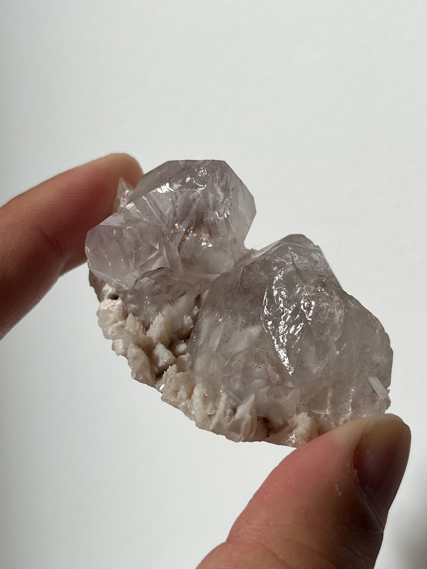 Old Stock Anhui Phantom Amethyst Specimen with Druzy Calcite F