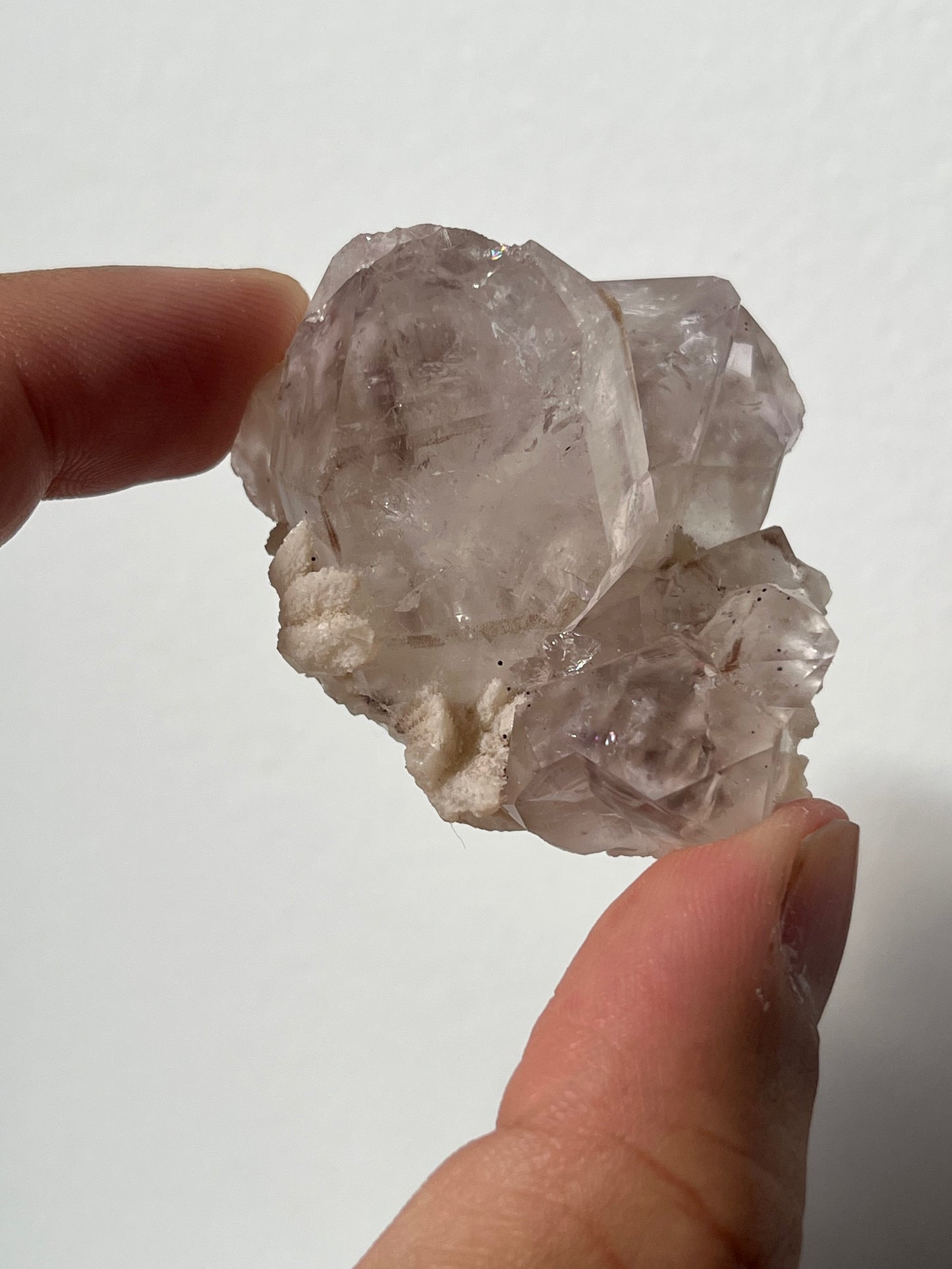 Old Stock Anhui Phantom Smokey Amethyst Specimen with Druzy Calcite I