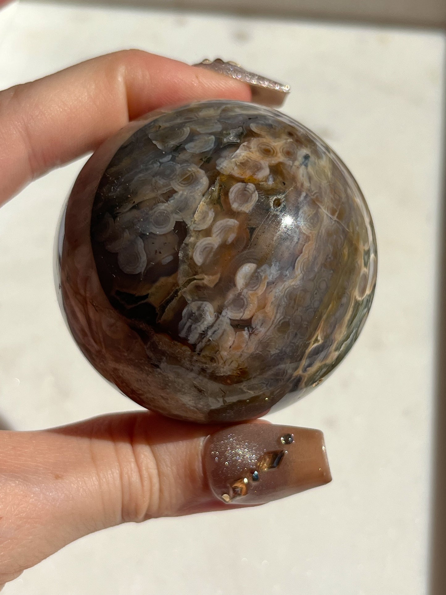 Orbicular Jasper Sphere (Resin Repair)