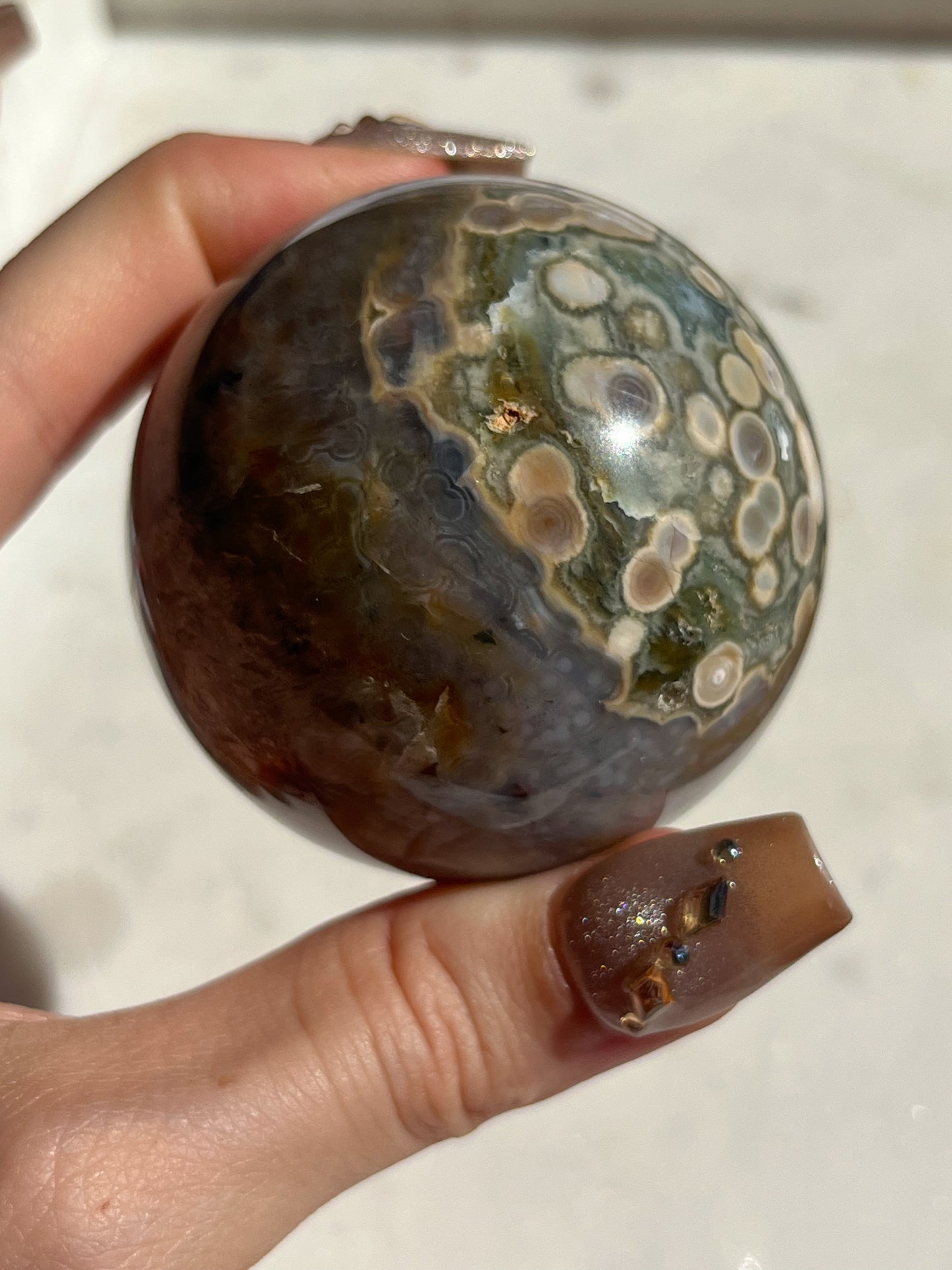 Orbicular Jasper Sphere (Resin Repair)