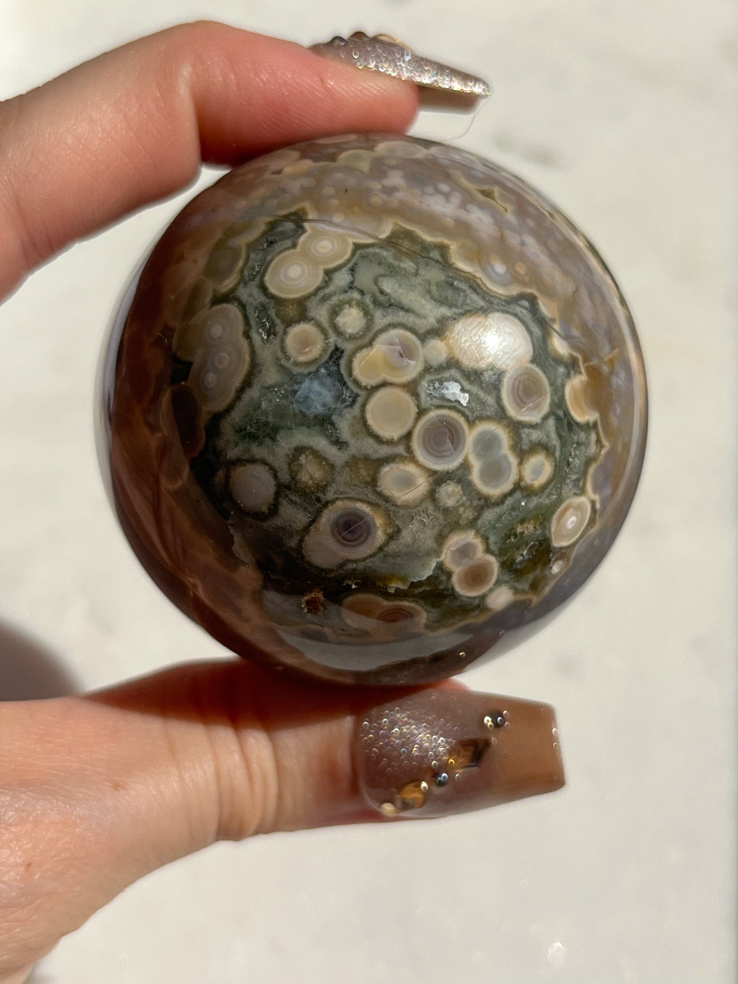 Orbicular Jasper Sphere (Resin Repair)