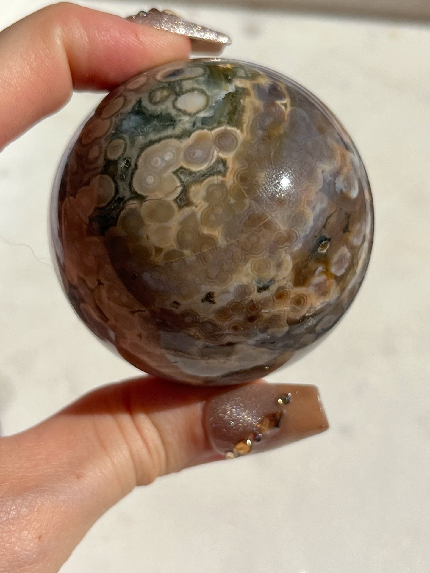 Orbicular Jasper Sphere (Resin Repair)