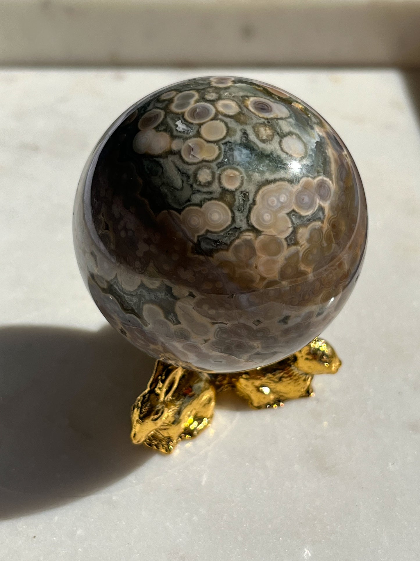 Orbicular Jasper Sphere (Resin Repair)