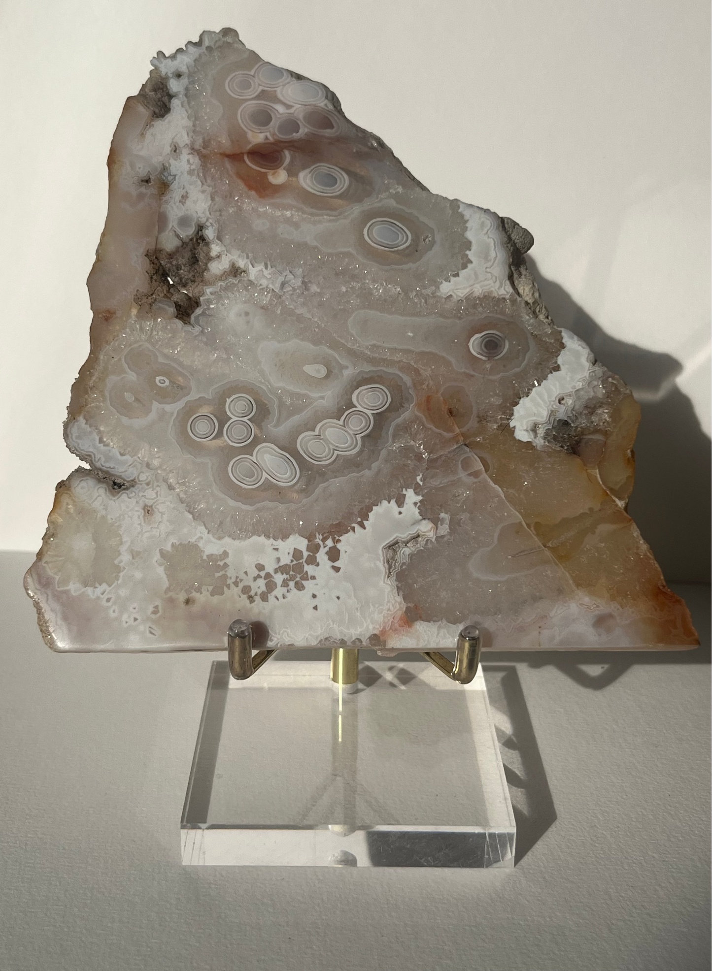 Druzy Orbicular Nebula Agate Slab B with Display Stand