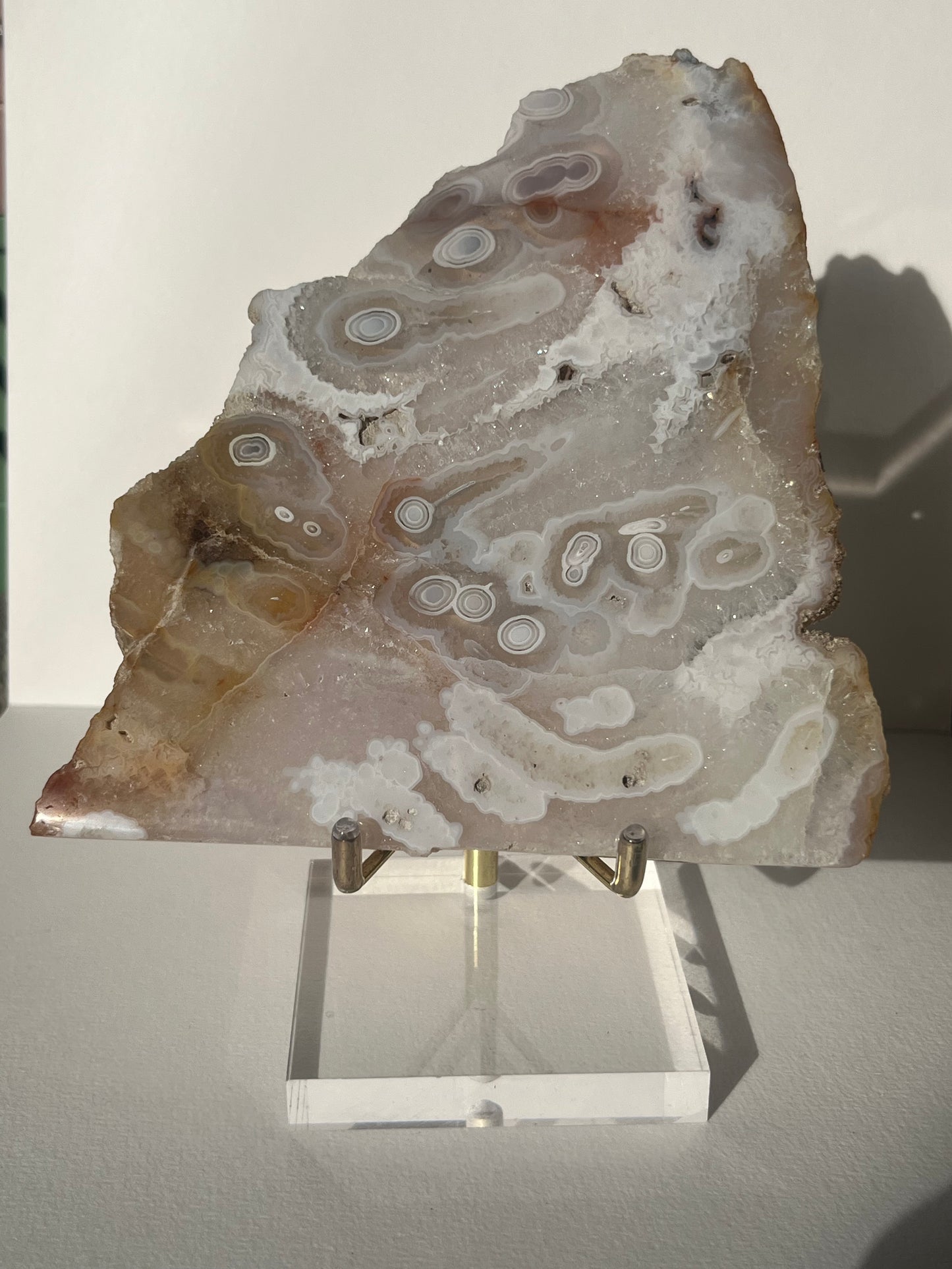 Druzy Orbicular Nebula Agate Slab B with Display Stand