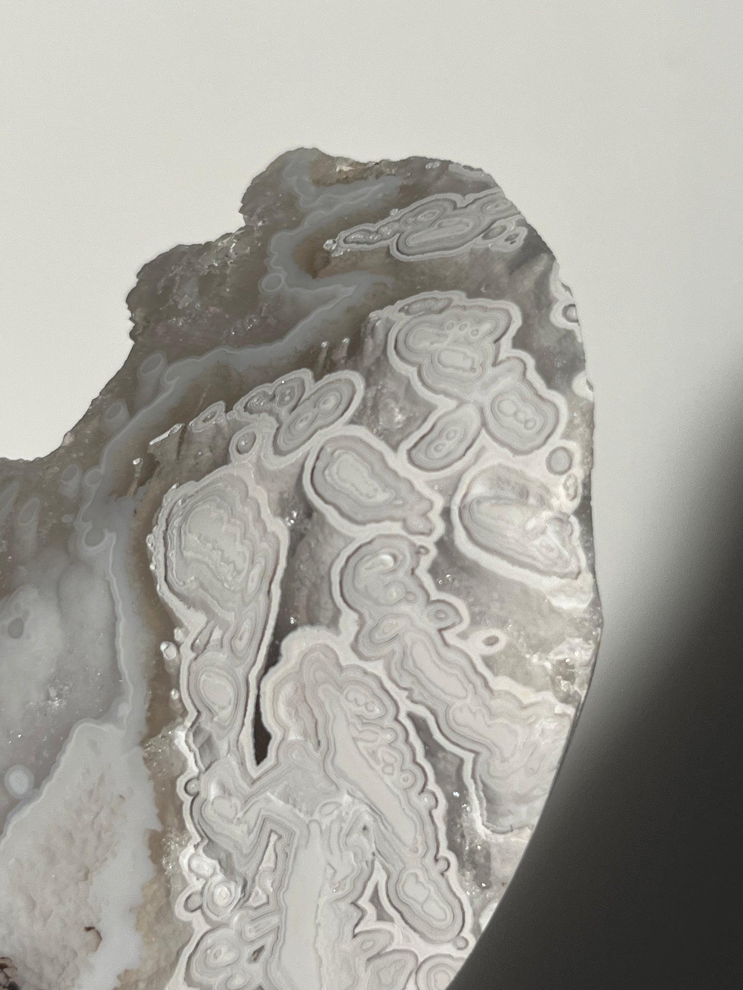 Druzy Orbicular Nebula Agate Freeform with Dendritic Inclusions (does not stand upright)