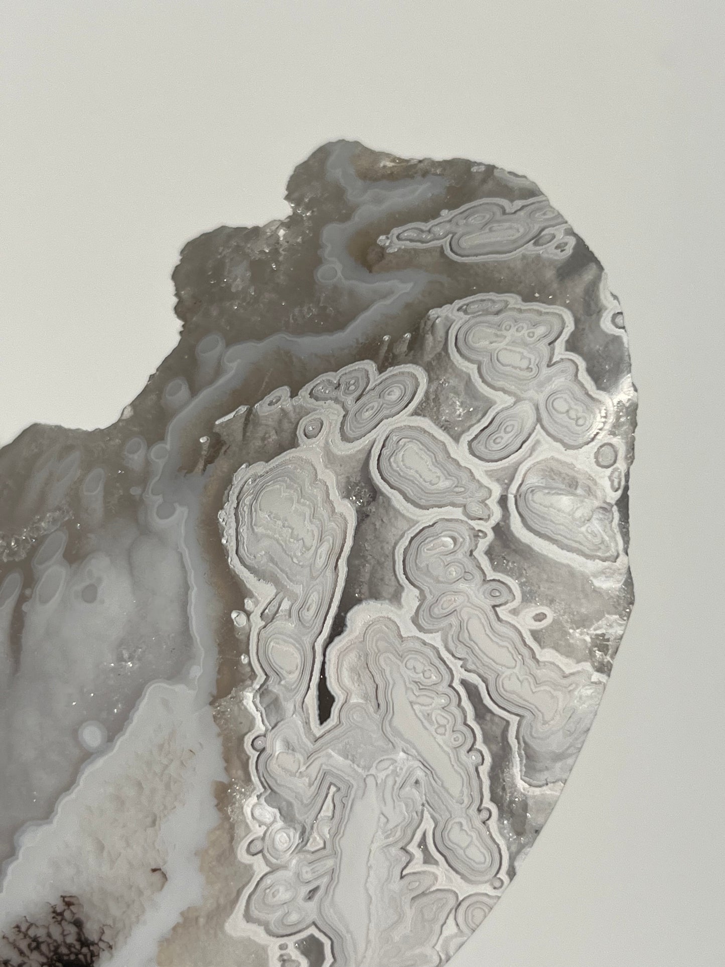 Druzy Orbicular Nebula Agate Freeform with Dendritic Inclusions (does not stand upright)