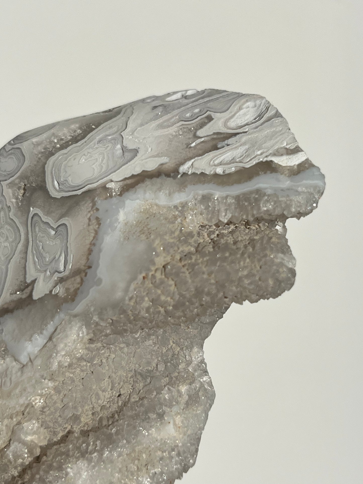 Druzy Orbicular Nebula Agate Freeform with Dendritic Inclusions (does not stand upright)