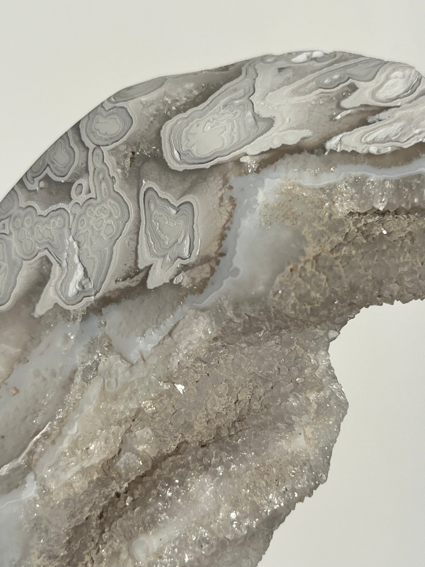 Druzy Orbicular Nebula Agate Freeform with Dendritic Inclusions (does not stand upright)