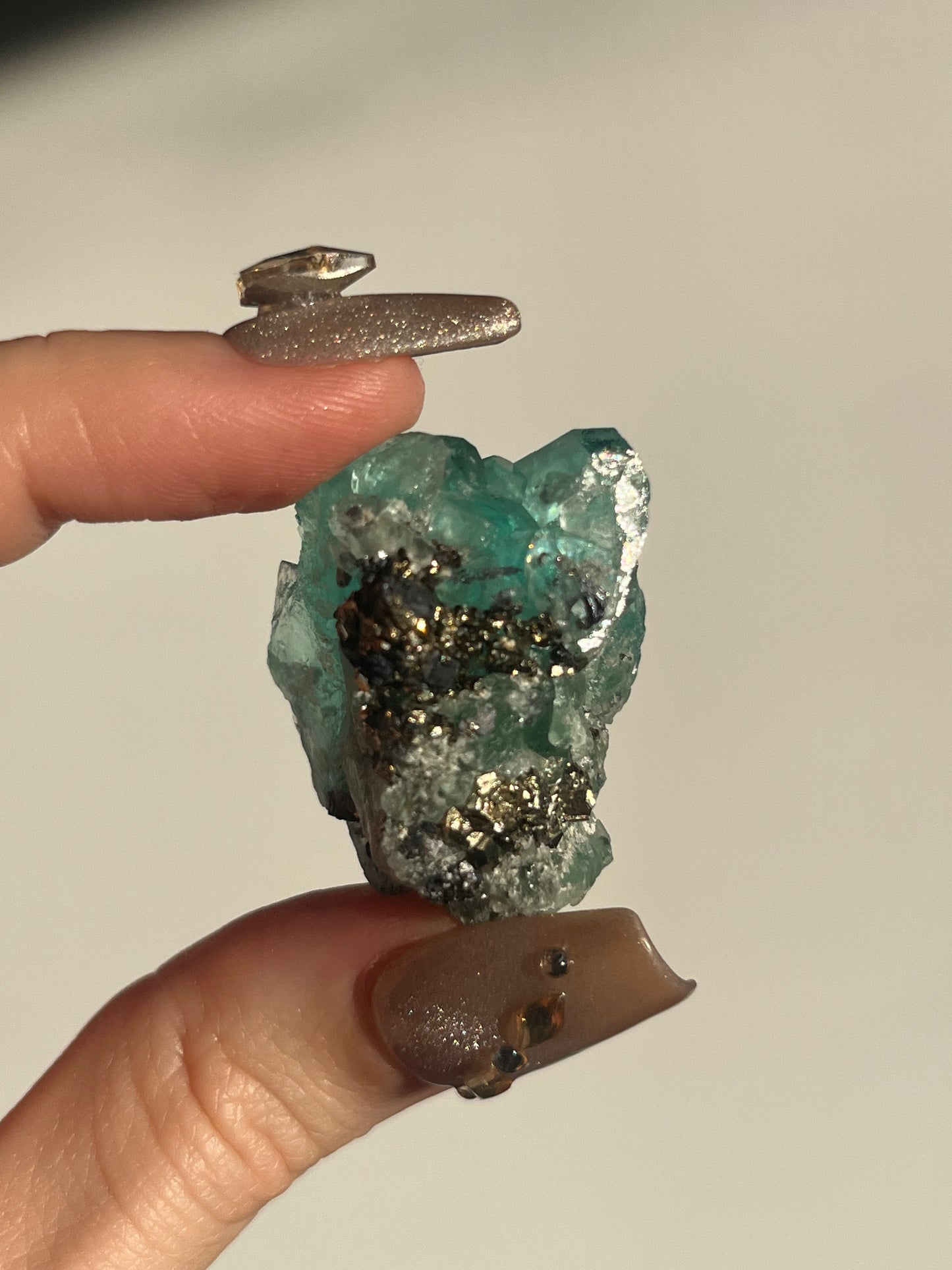 Peruvian Green Fluorite and Pyrite Specimen D