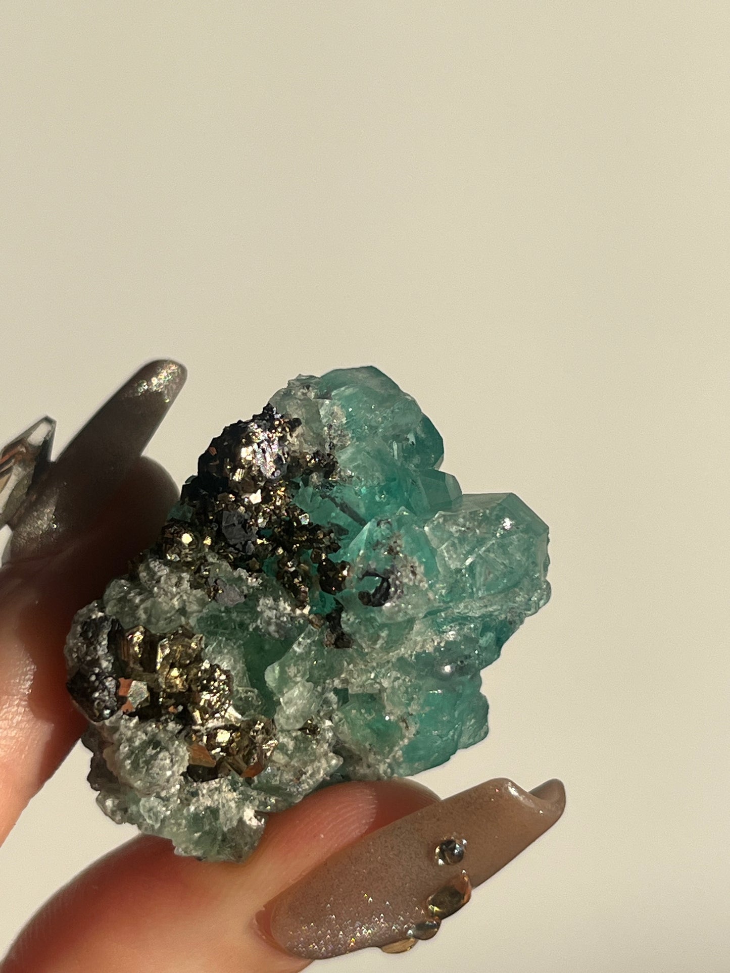 Peruvian Green Fluorite and Pyrite Specimen D