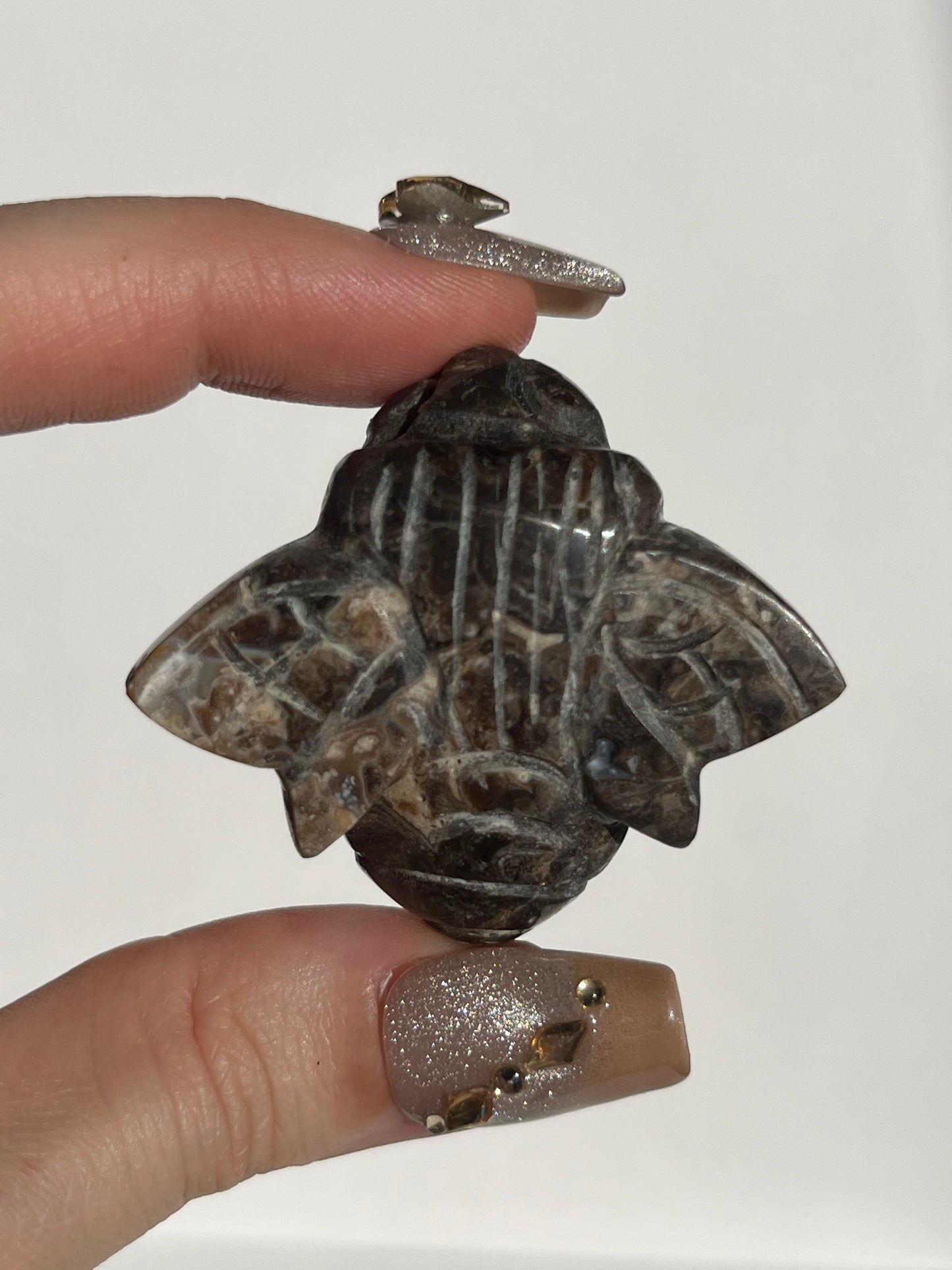 Petrified Wood Bee Carving B