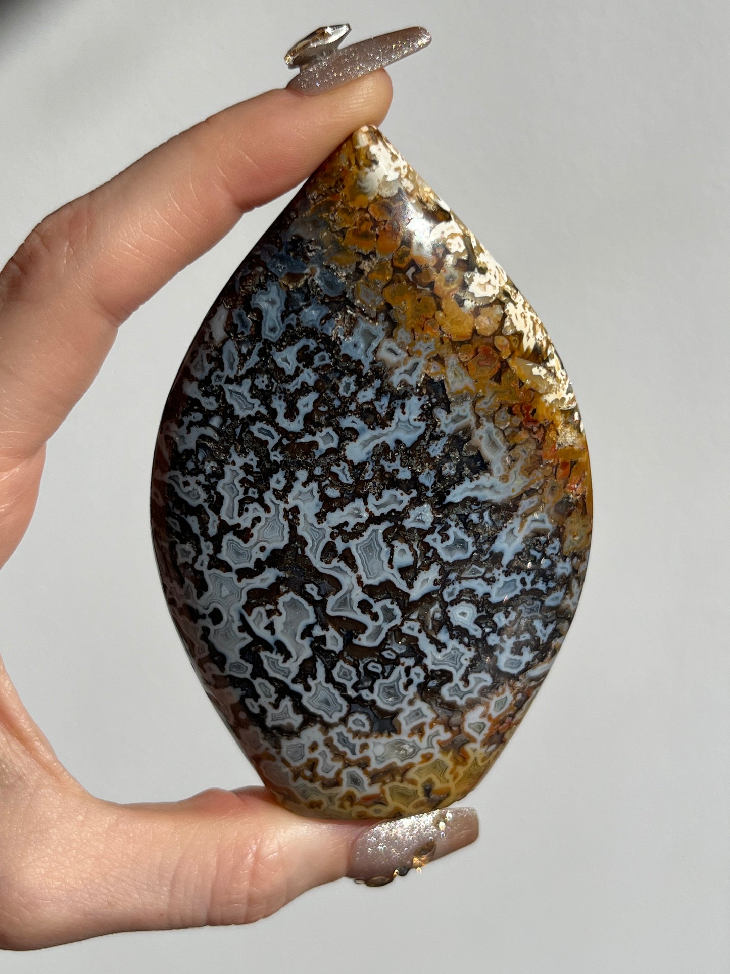 Agatised Petrified Wood Flame Carving A