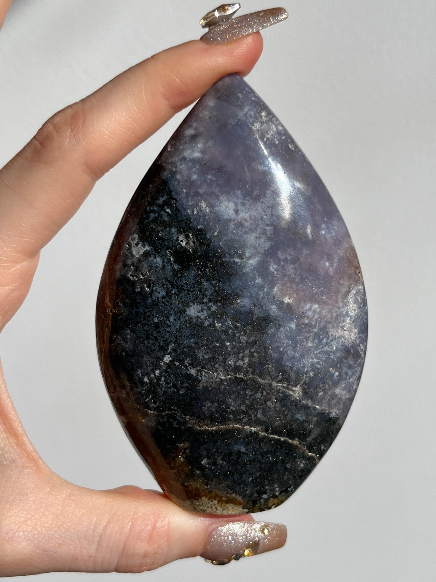 Agatised Petrified Wood Flame Carving B